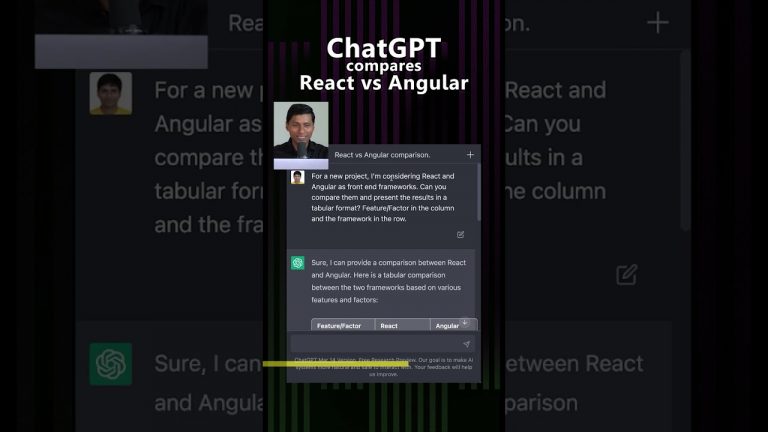 ChatGPT compares React and Angular
