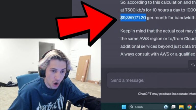 xQc asks ChatGPT “how much it costs to run his stream on Twitch servers”