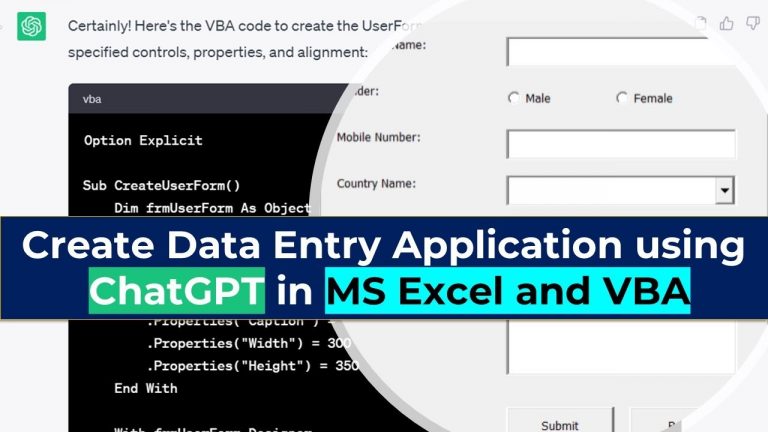 How to create a Data Entry Application using ChatGPT in MS Excel and VBA