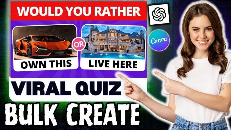 Create Viral ‘Would You Rather’ Quiz Using Chat GPT & Canva In 10 Mins. #bulkcreate