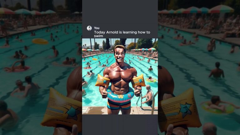Arnold Learns To Swim #ai #chatgpt #aiart