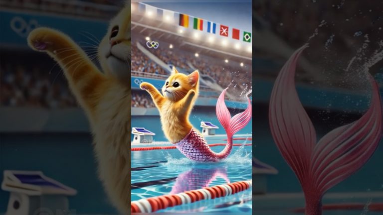 Mermaid Cat is an Olympic swimming Champion #cat #cute #kitten