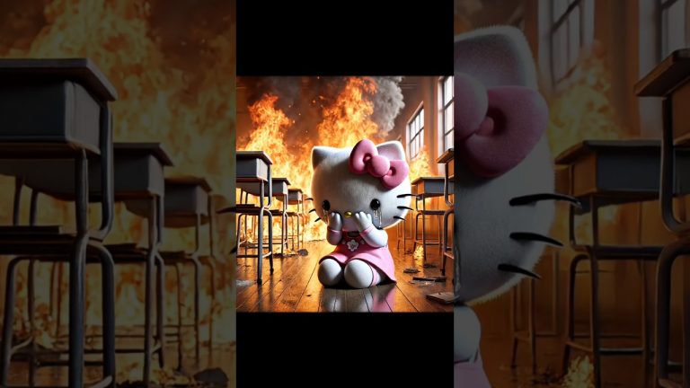 Poor hello kitty trap in fire #chatgpt #hellokitty #cute #cat