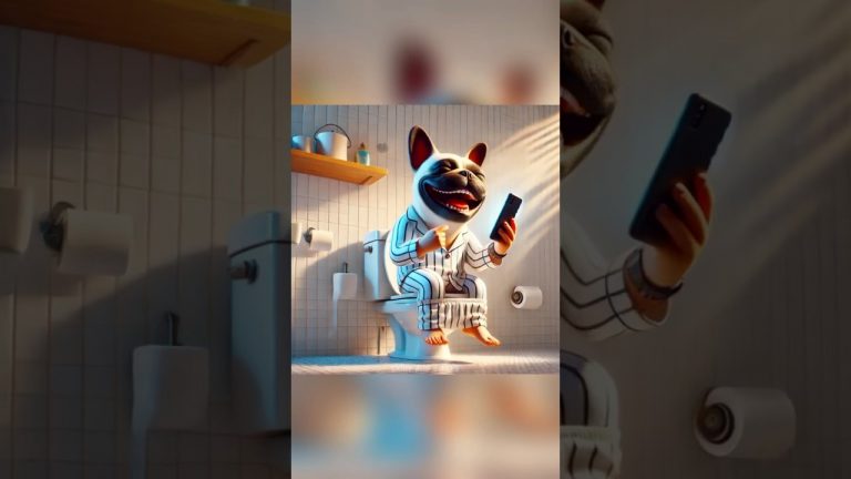 A French Bulldog dropped a smartphone in the toilet. #ai #aiart #chatgpt