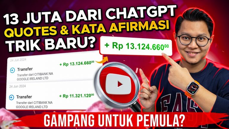 13 JUTA DARI CHATGPT DENGAN KATA AFIRMASI, KERJA SAMPINGAN GAMPANG UNTUK PEMULA DI YOUTUBE?