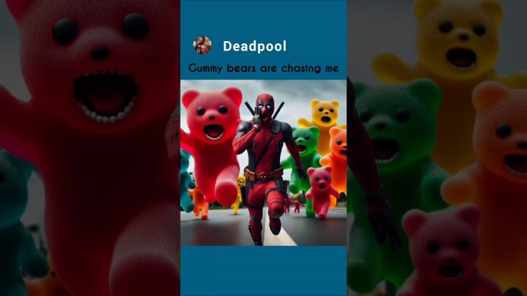 Gummy are chasing Deadpool #deadpool #aiart #ai #chatgpt #funny