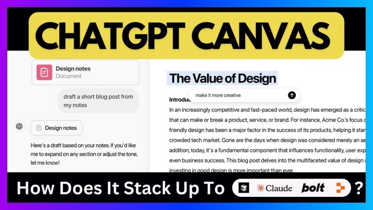 ChatGPT Canvas Full Review & Comparison to Claude, Cursor, V0, Replit Agent & Bolt.new