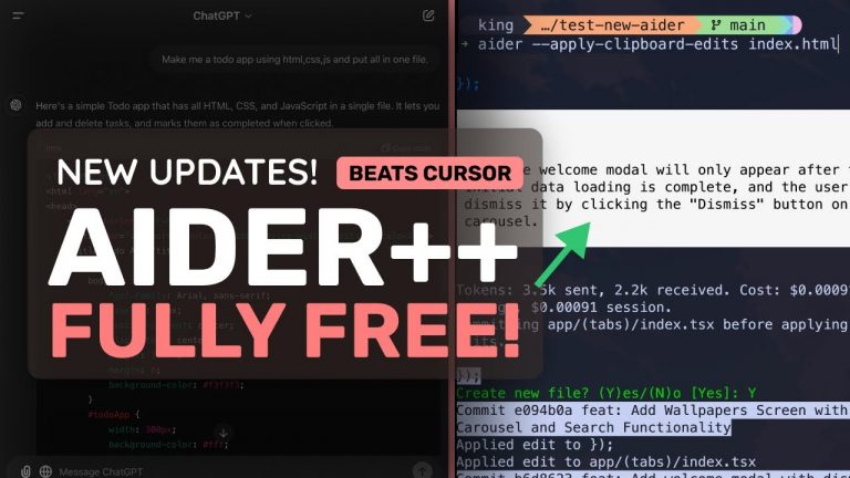 Aider (Upgraded) + FREE Claude / ChatGPT + Files To Prompt: This is the BEST FREE Way for AI Coding!