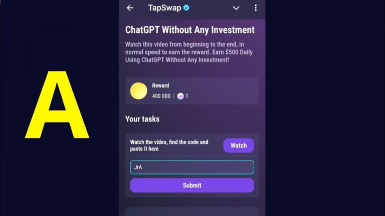 ChatGPT Without Any Investment | TapSwap Code | Earn $500 Daily Using ChatGPT Without Any Investment